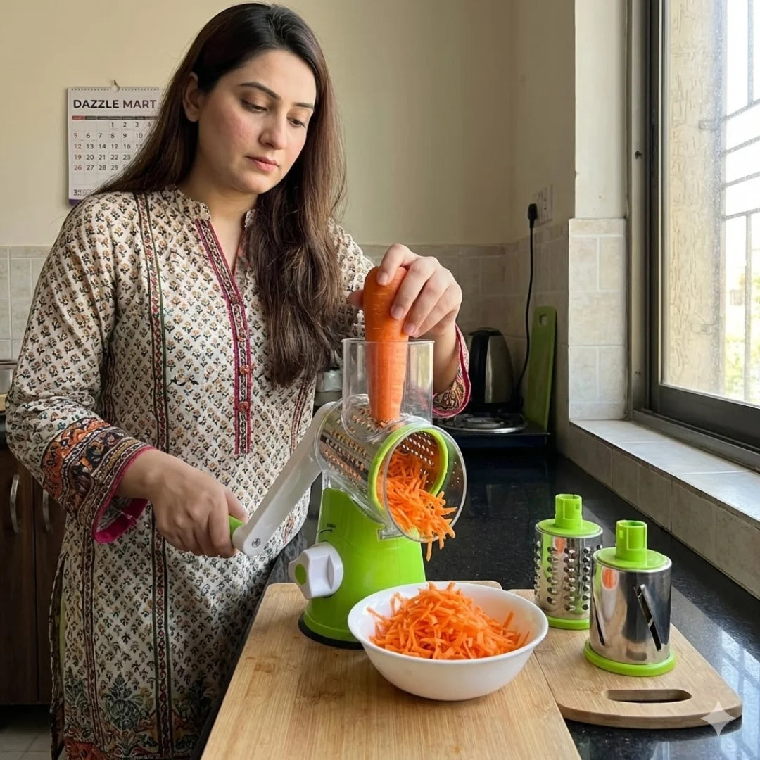 3-in-1 Table Top Drum Grater & Vegetable Cutter