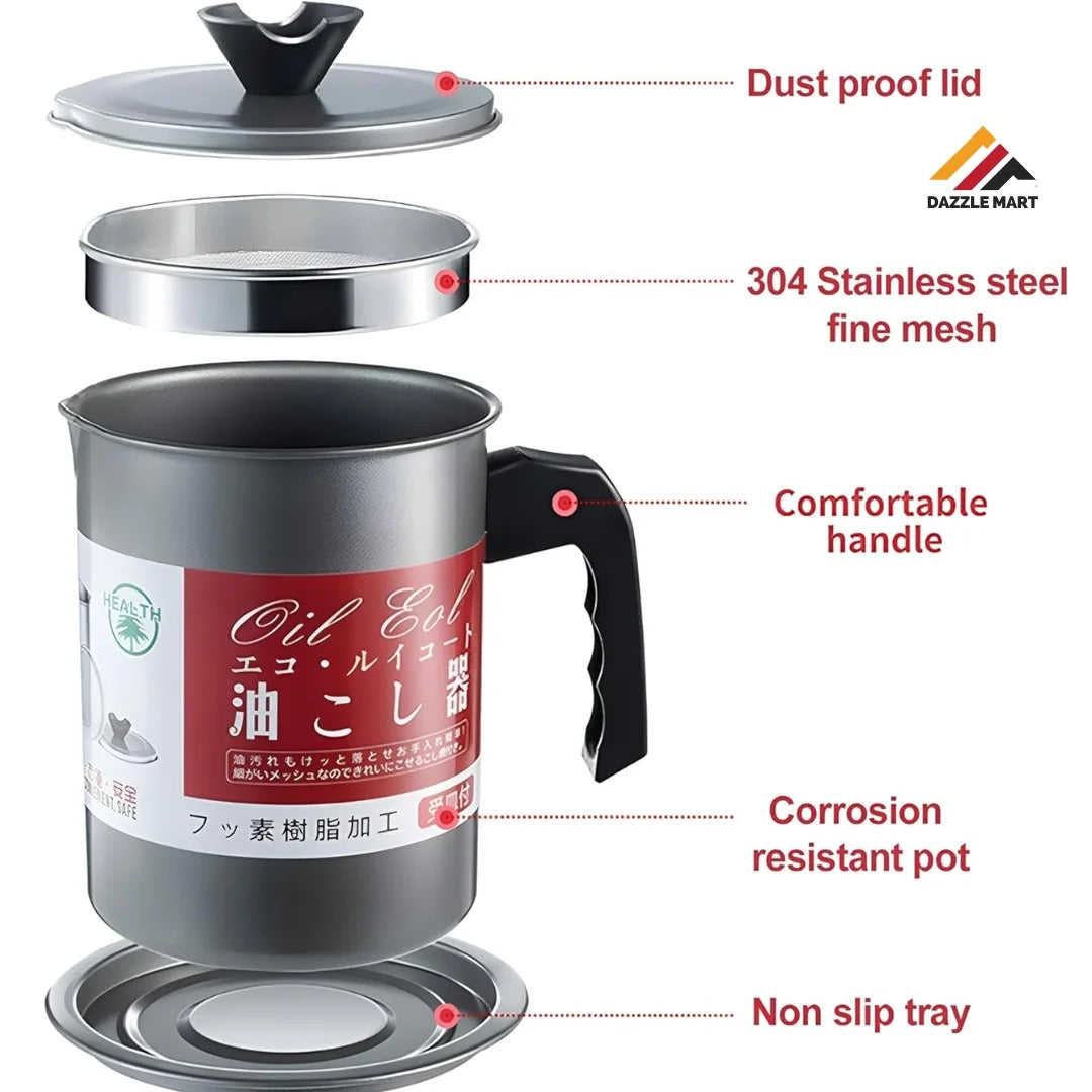 1.4L Stainless Steel Oil Filter Pot & Dispenser