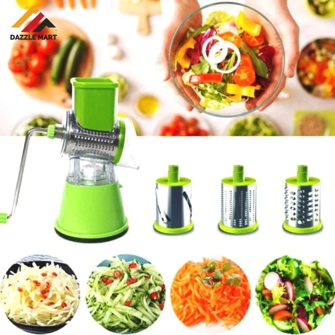 3-in-1 Table Top Drum Grater & Vegetable Cutter