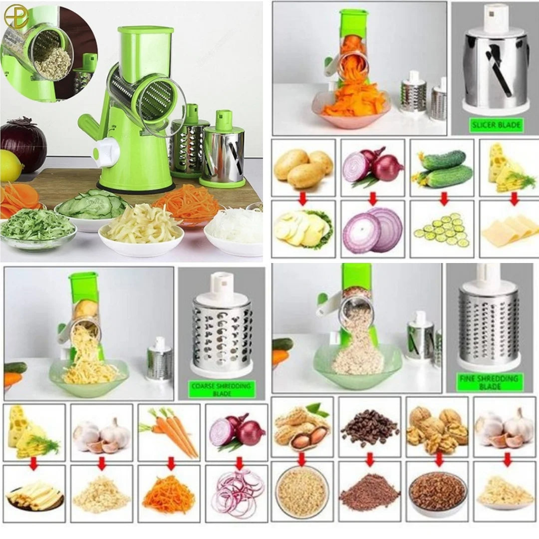 3-in-1 Table Top Drum Grater & Vegetable Cutter